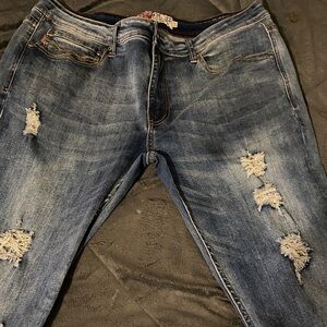 Stylish Blue Distressed Denim Jeans